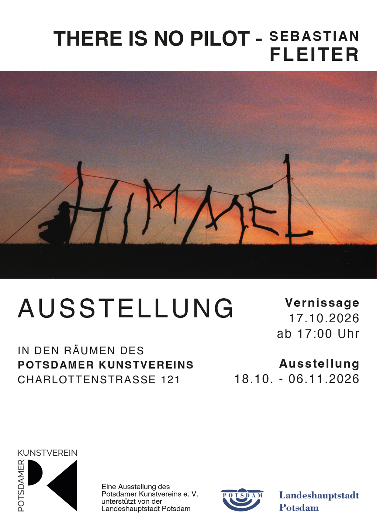 Flyer zur Ausstellung „There is no Pilot“ von Sebastian Fleiter